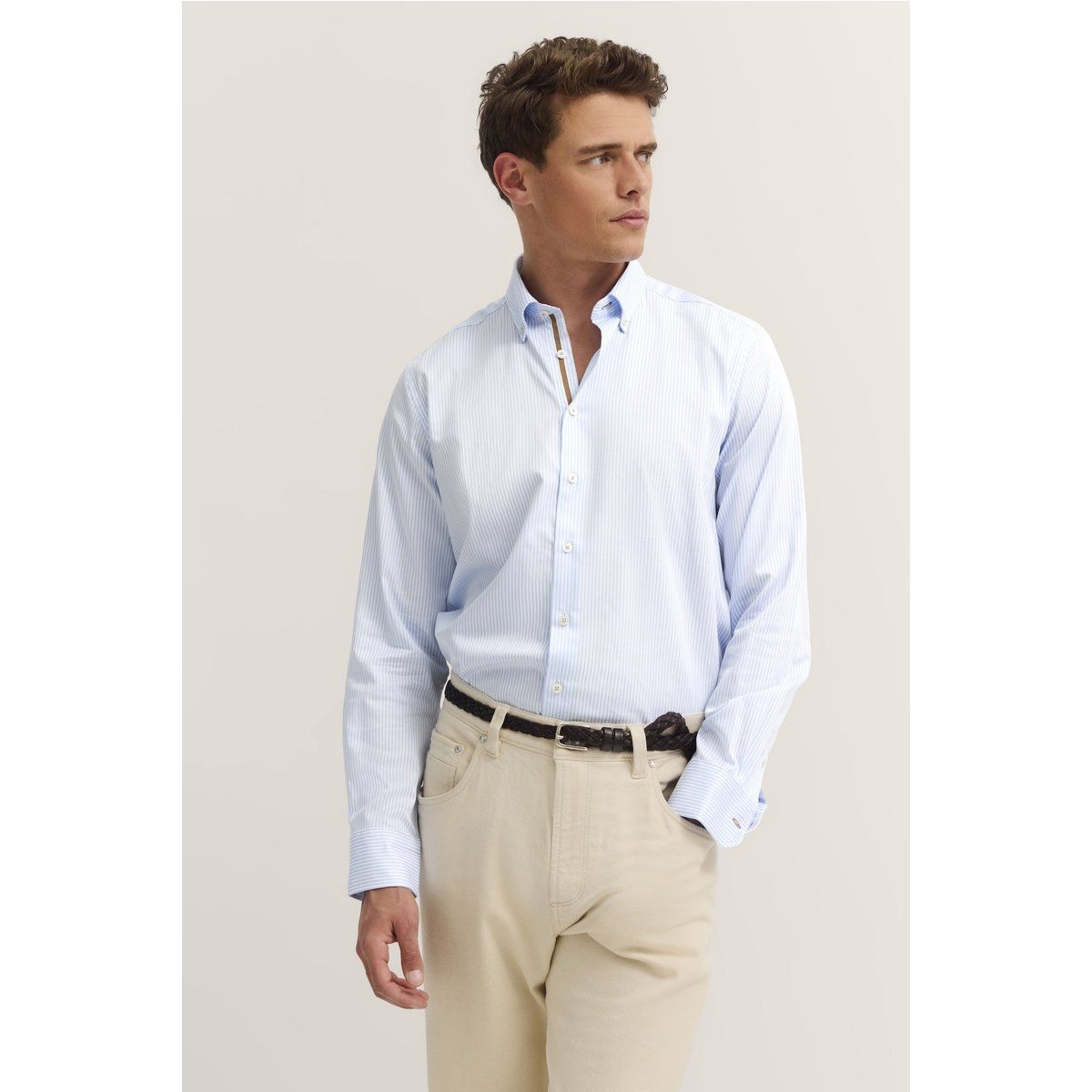 Gestreiftes Modern Fit Baumwollhemd