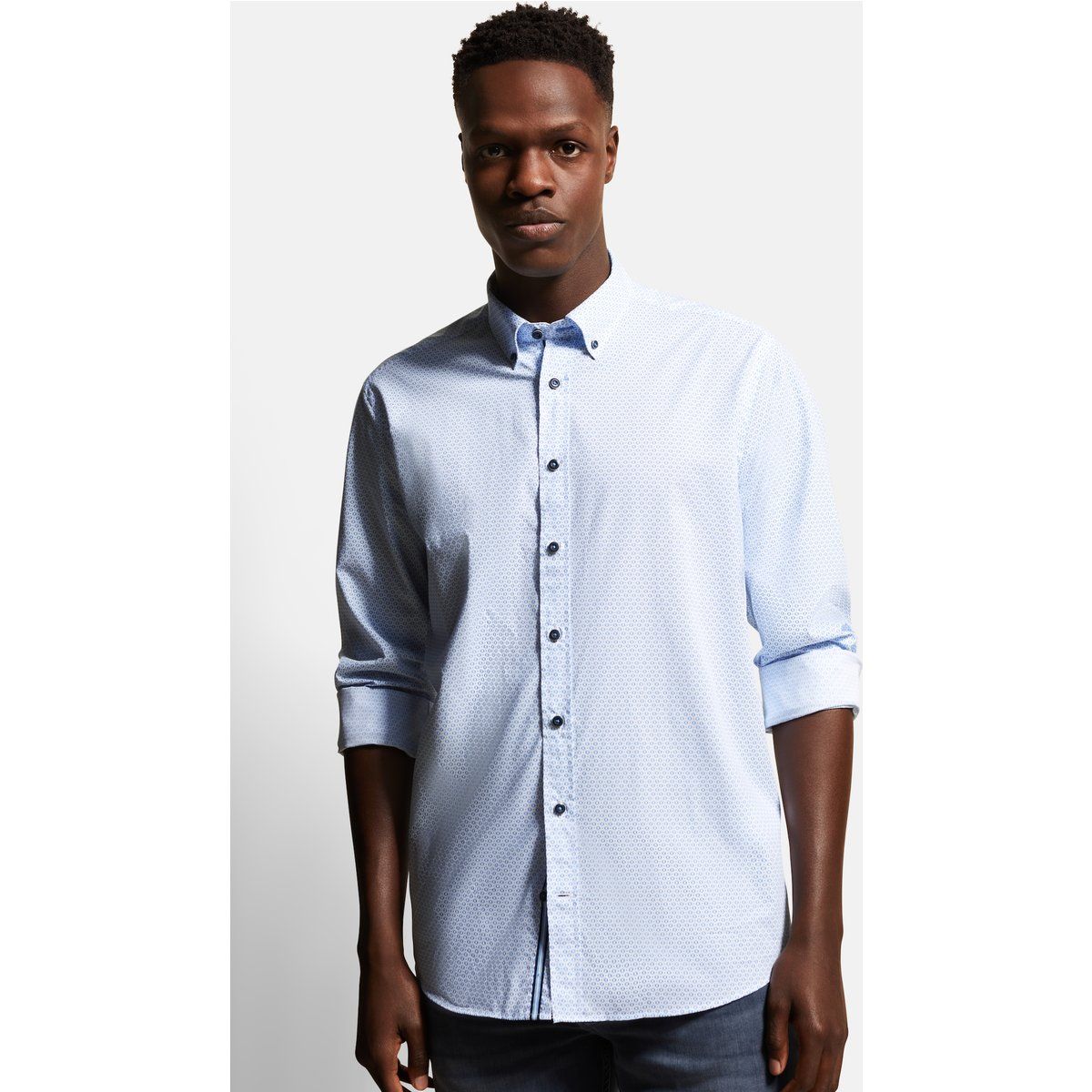 Herren Freizeithemd mit hellblauem Grafikdruck