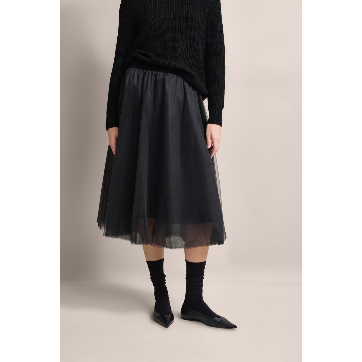 Eleganter Mesh Midi Rock mit elastischem Bund