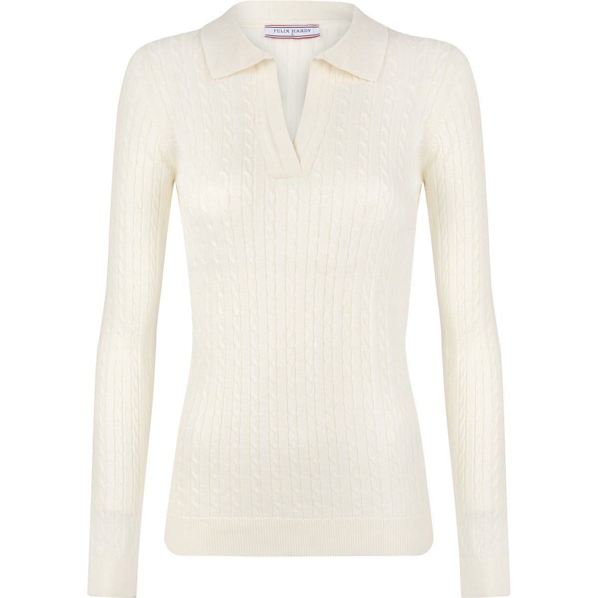 Zopfstrickpullover mit Polokragen