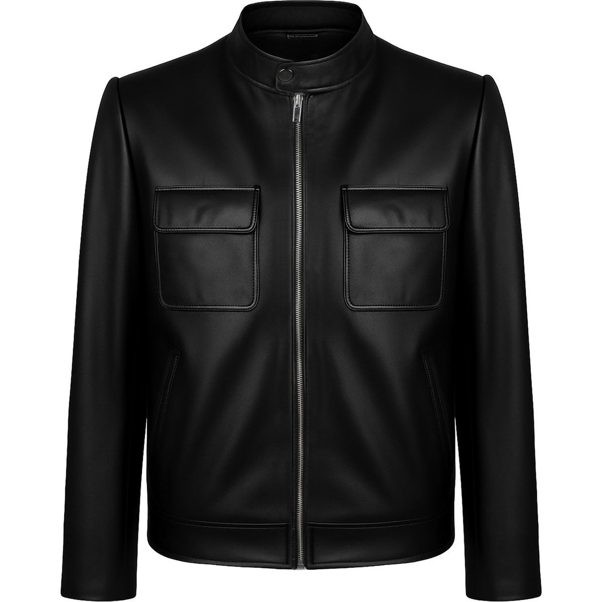 Klassische schwarze Kunstlederjacke