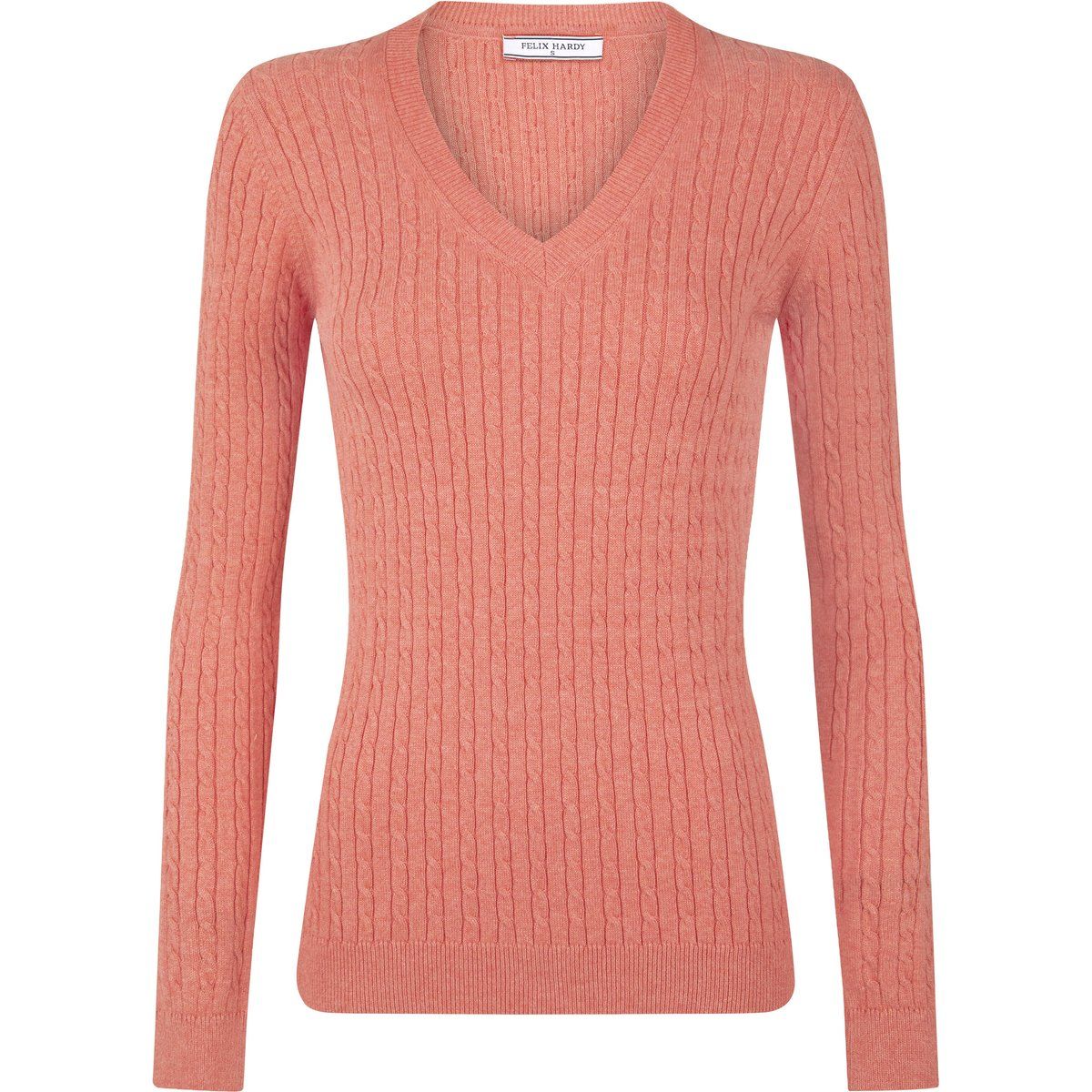 Zopfmuster-Pullover mit V-Ausschnitt