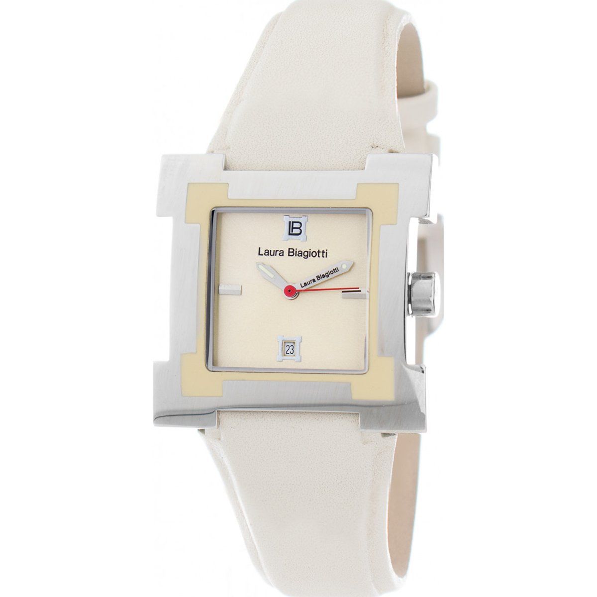 Quadratische Uhr mit Lederarmband