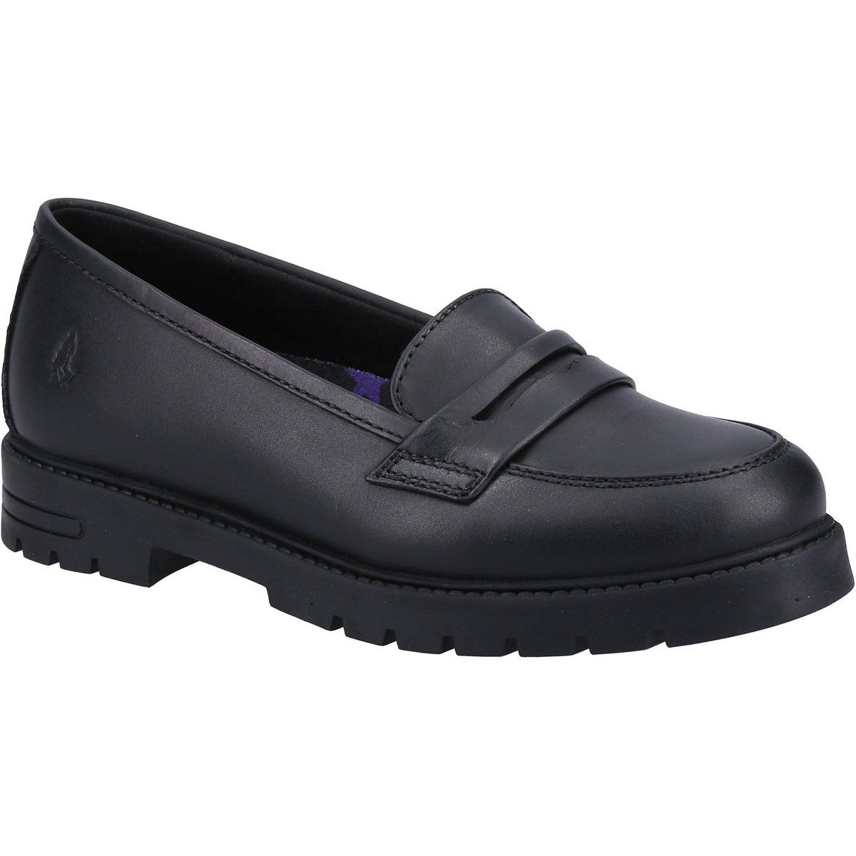 Hush Puppies Hazel Loafer SNR Mädchenschwarze Slipper Aus Leder