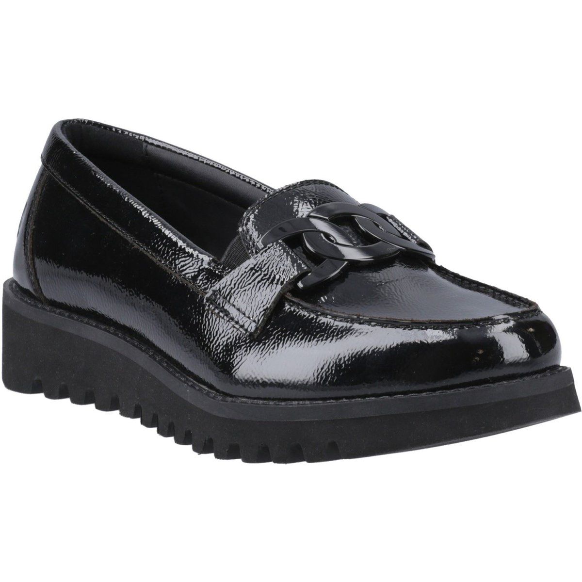 Hush Puppies Francis Loafer Patent Mädchenschwarze Slipper Aus Leder