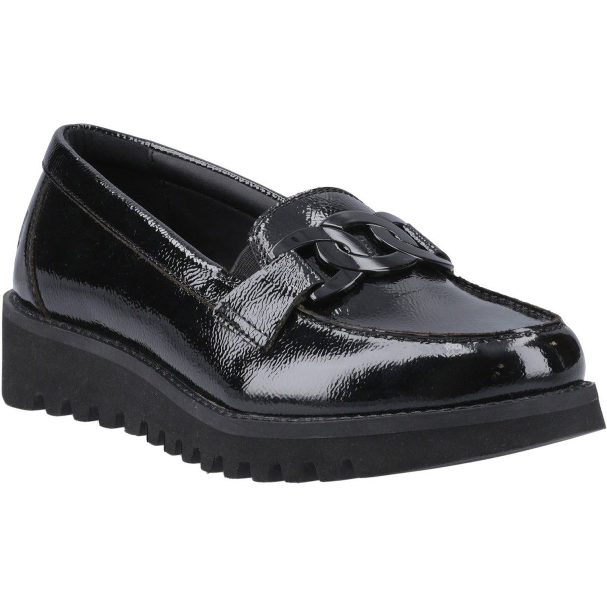 Hush Puppies Francis Loafer Patent Mädchenschwarze Slipper Aus Leder