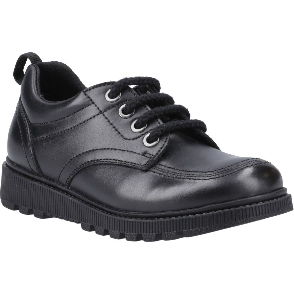 Hush Puppies Keeley Mädchenschuhe Aus Schwarzem Leder Mit Schnürung