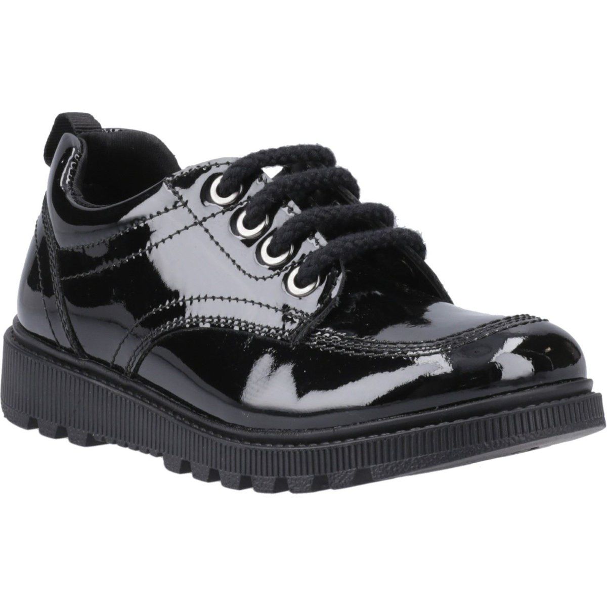 Hush Puppies Keeley Mädchenschuhe Aus Schwarzem Leder Mit Schnürung