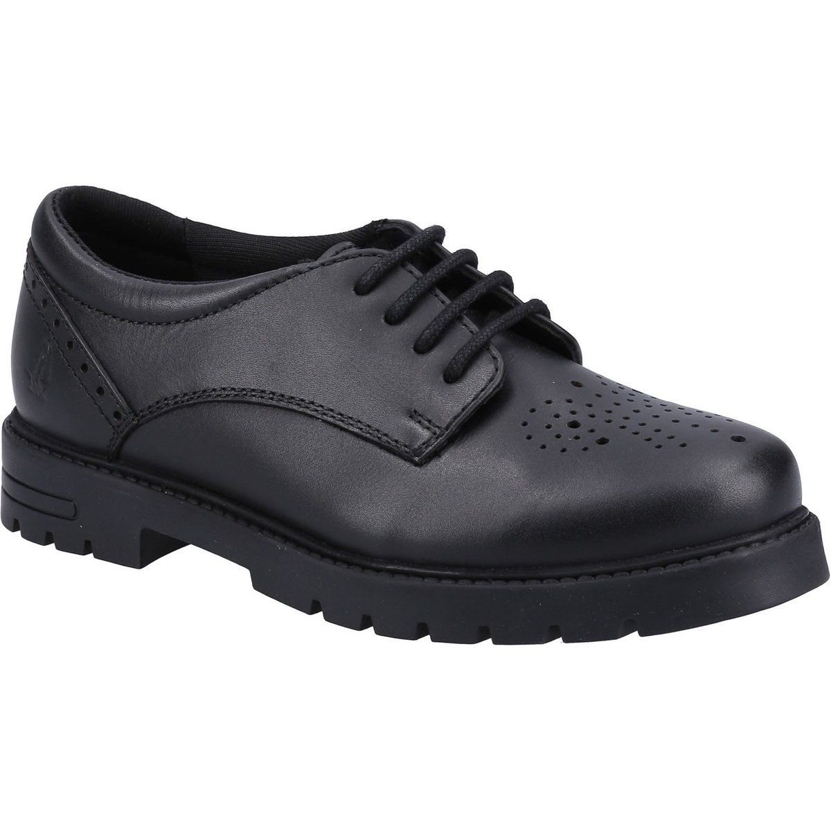 Hush Puppies Jayne Lace Up SNR Mädchenschuhe Aus Schwarzem Leder Mit Schnürung