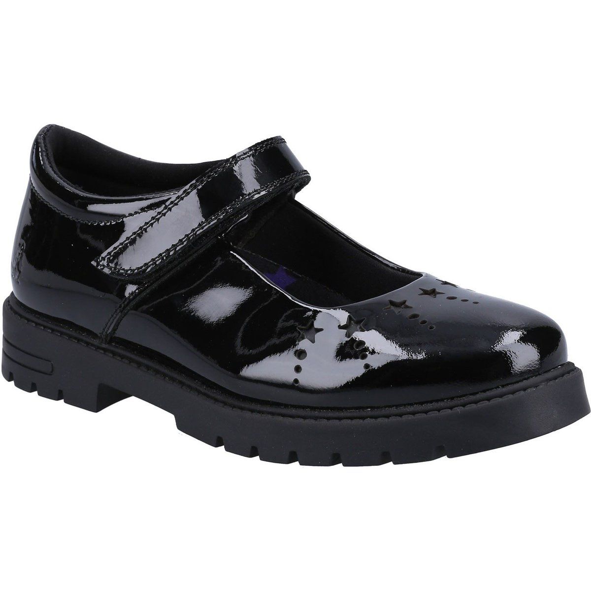 Hush Puppies Sabrina Patent JNR Mädchenschuhe Aus Schwarzem Leder