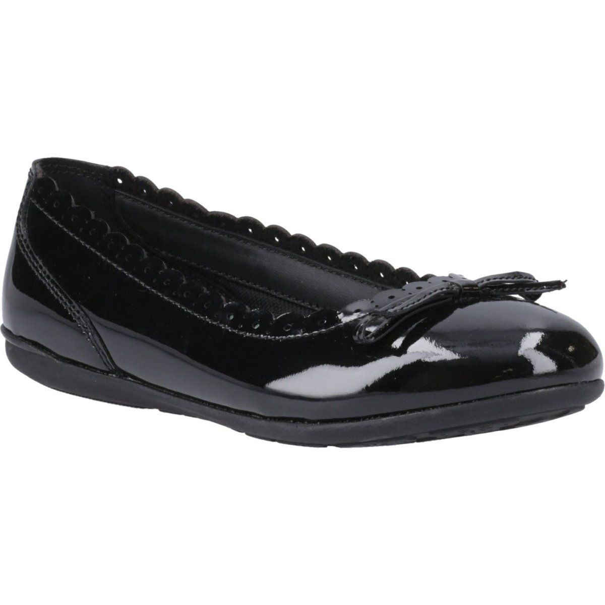 Hush Puppies Lillie Ballerina Patent Mädchenschwarze Ballettschuhe Aus Leder
