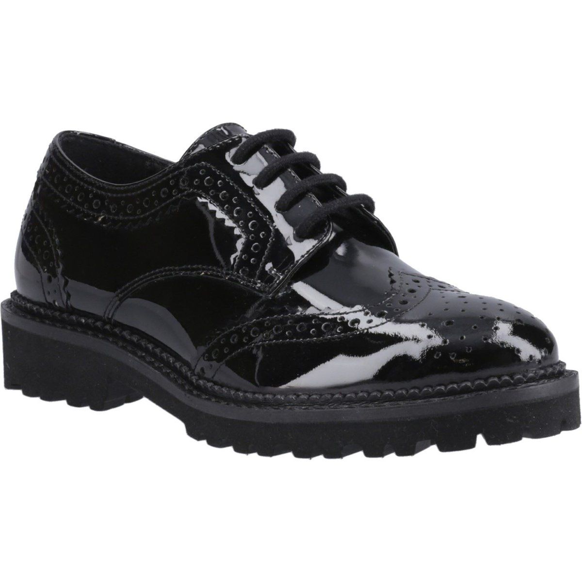 Hush Puppies Gabi Lace Up Mädchen Brogues Aus Schwarzem Leder