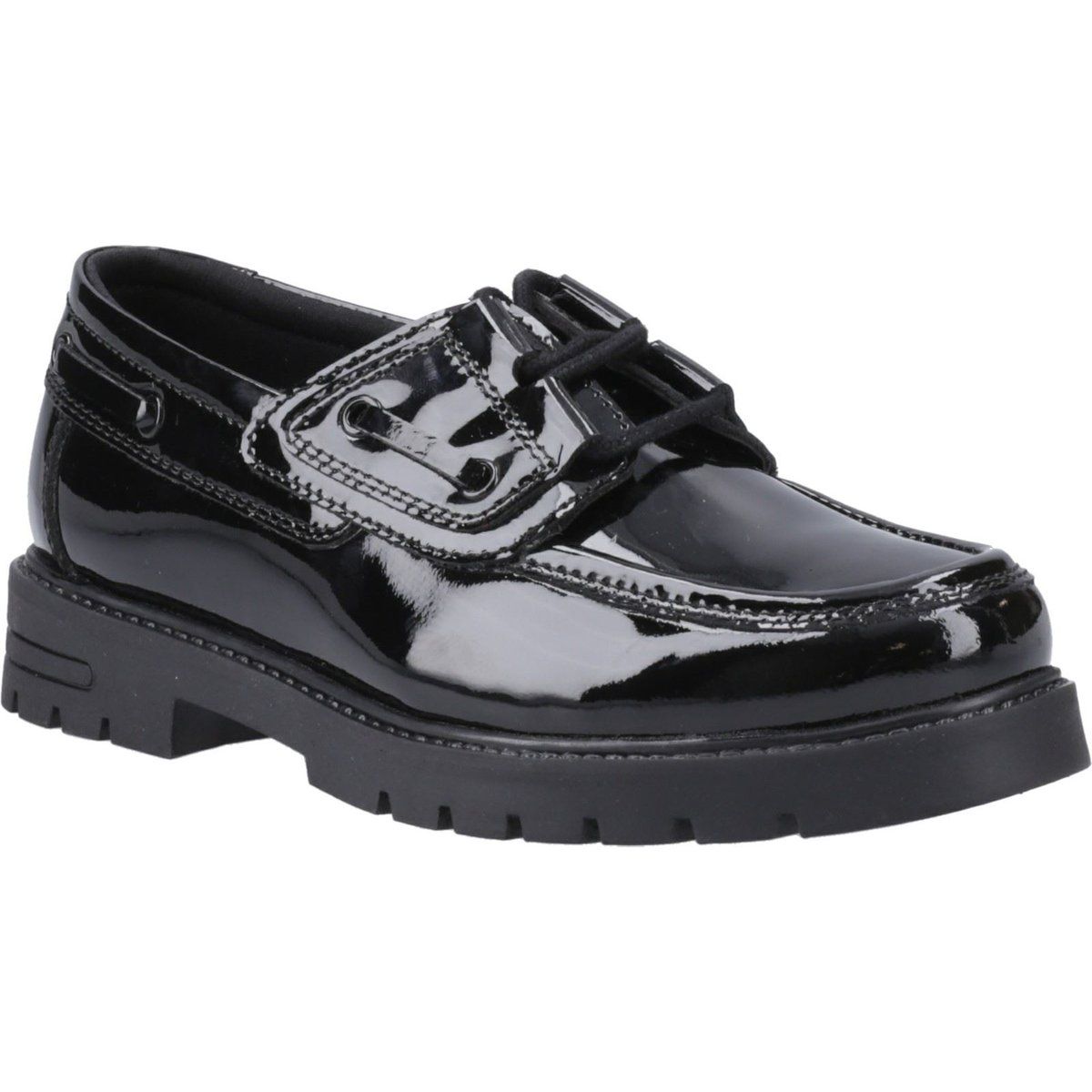 Hush Puppies Lucy Mädchenschwarze Bootsschuhe Aus Leder