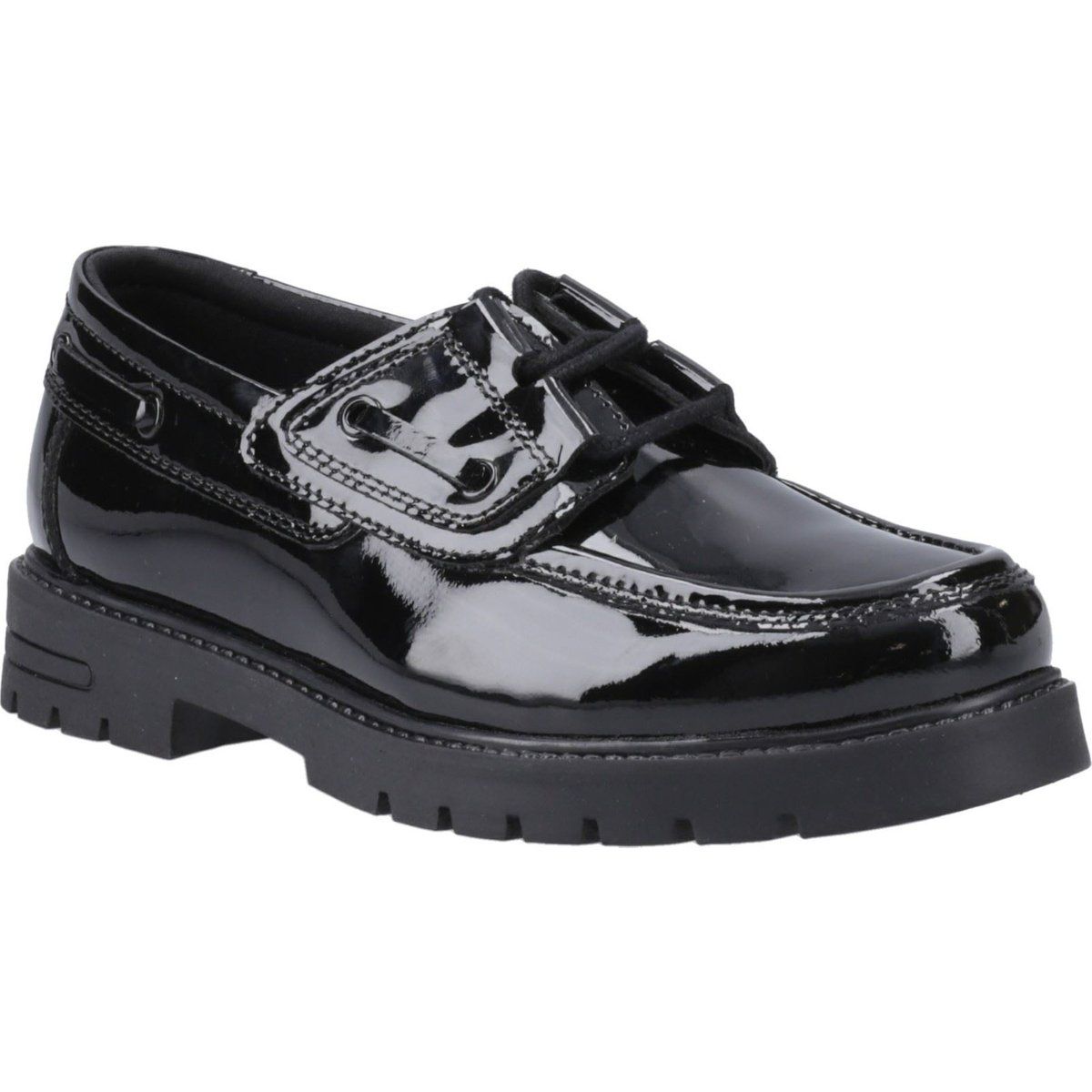 Hush Puppies Lucy Mädchenschwarze Bootsschuhe Aus Leder