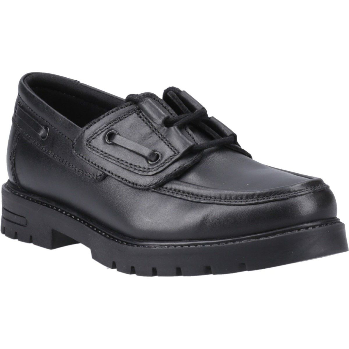 Hush Puppies Lucy Mädchenschwarze Bootsschuhe Aus Leder