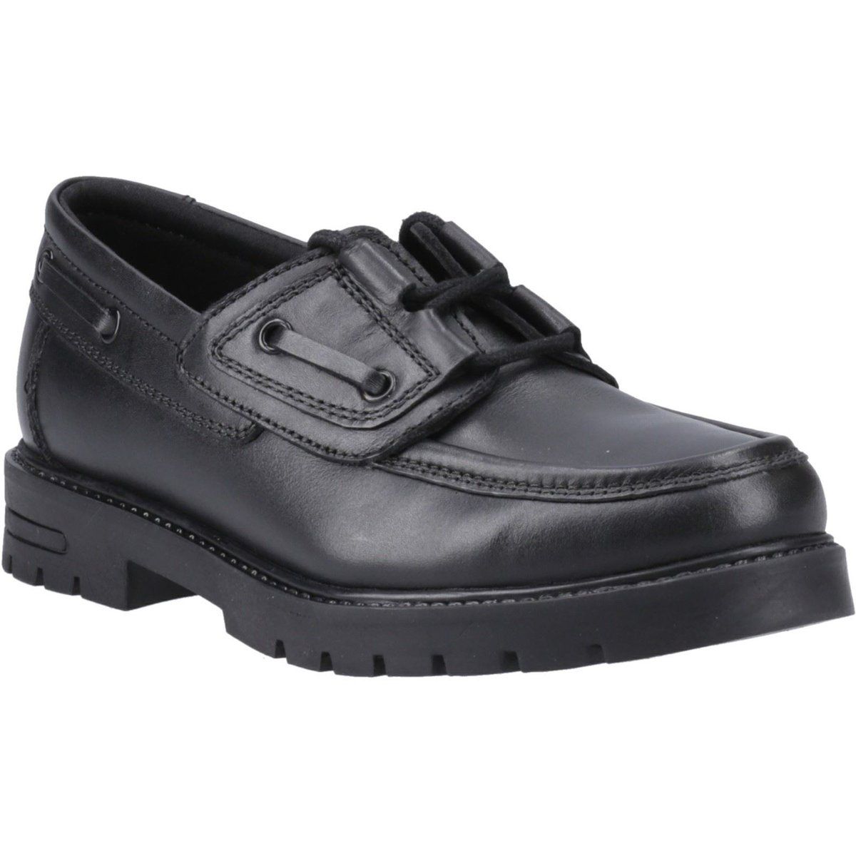Hush Puppies Lucy Mädchenschwarze Bootsschuhe Aus Leder