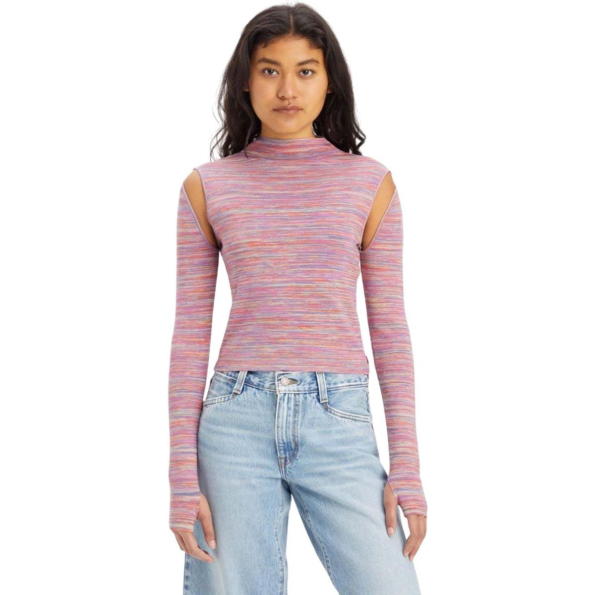 Figurbetontes Langarmshirt mit Stehkragen