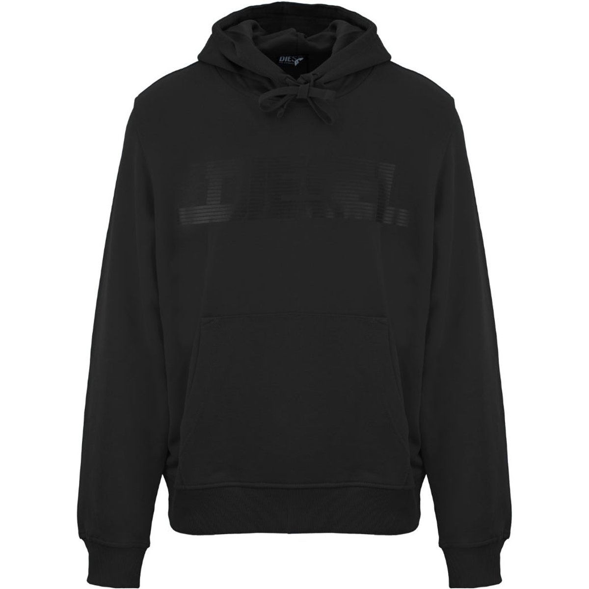 Monotoner schwarzer Baumwoll-Kapuzenpullover mit Logo