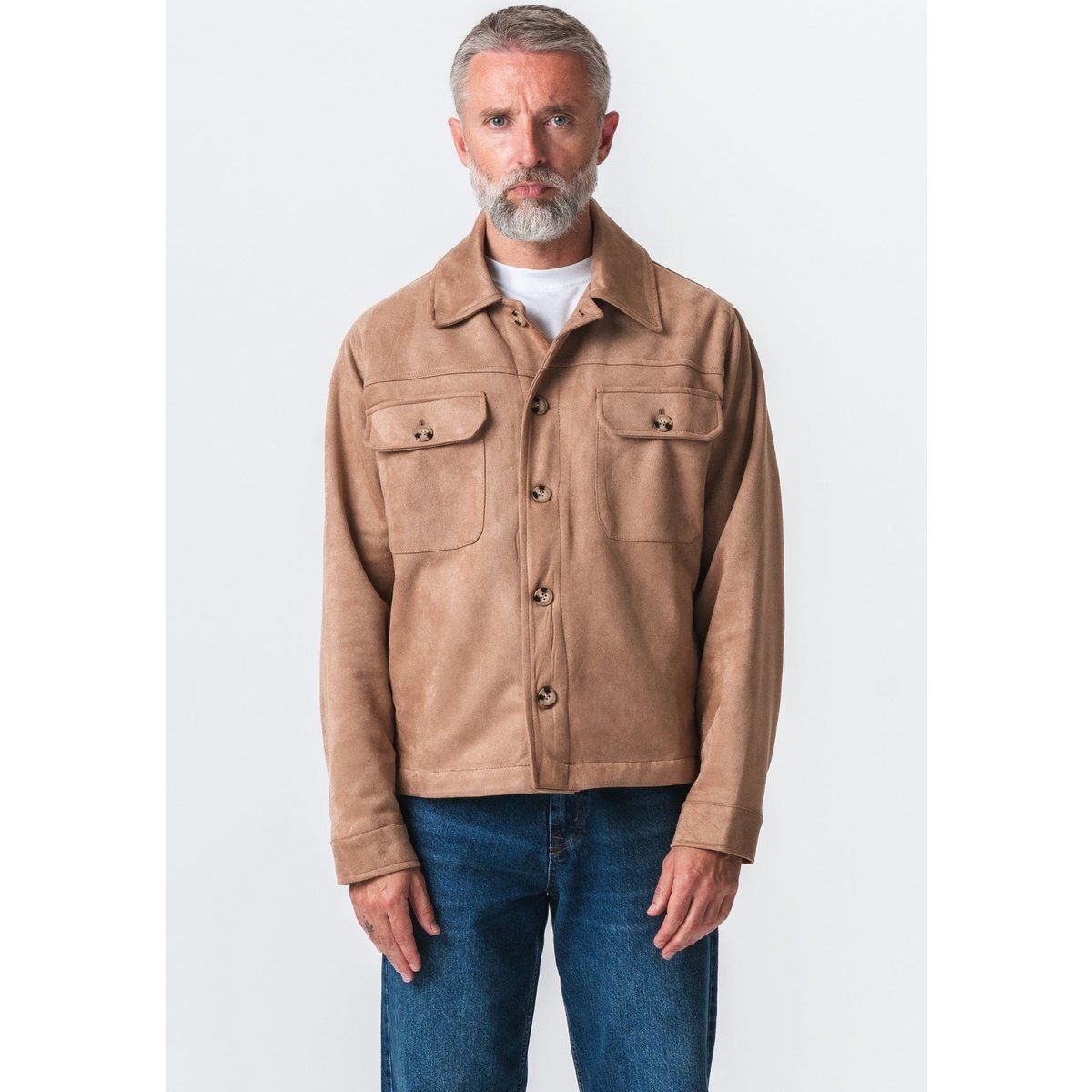 Herren Jacke im Wildleder-Look mit Knöpfen