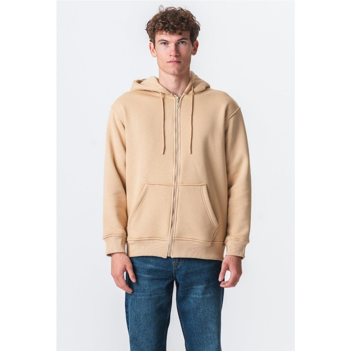 Locker geschnittener Kapuzenpullover mit Reißverschluss