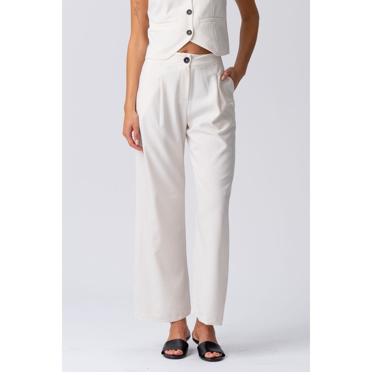Elegante Plissee-Hose mit weitem Bein