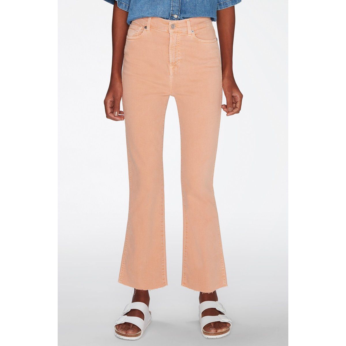 Hoch taillierte, verkürzte Bootcut-Jeans