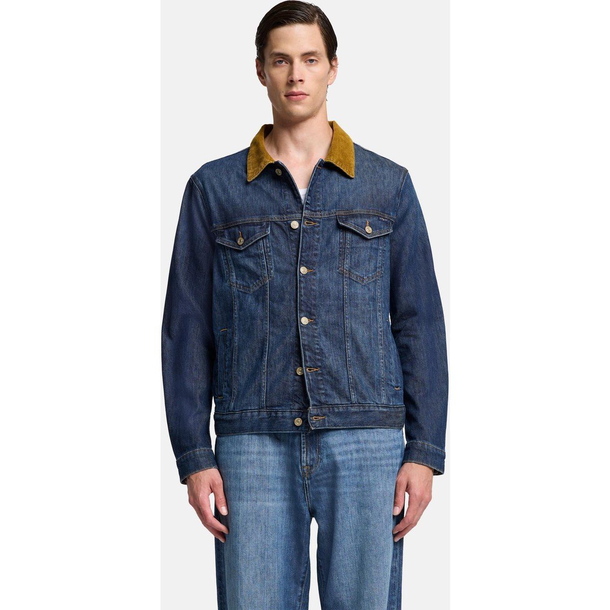 Herren Jeansjacke mit Cordkragen