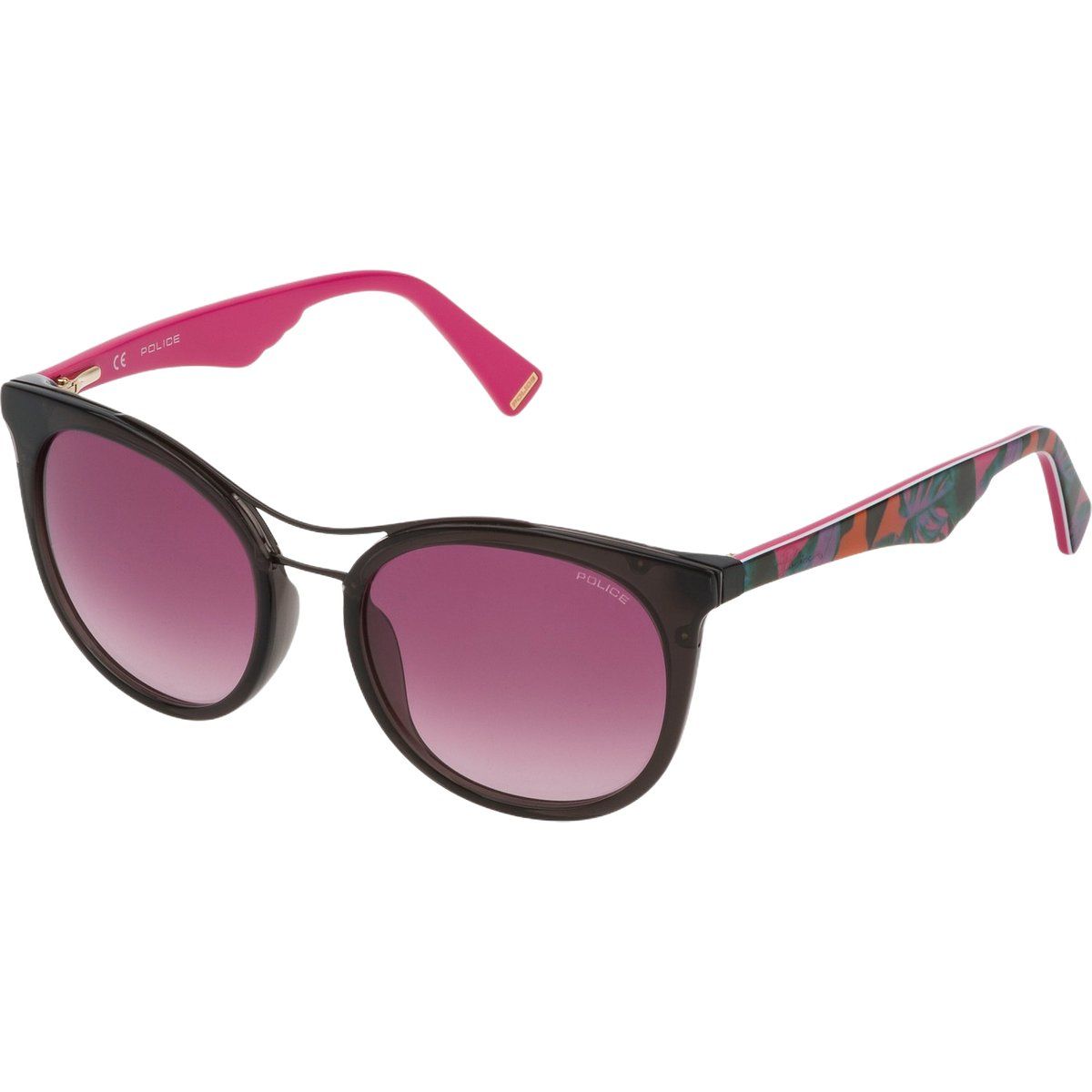 Runde Sonnenbrille mit gemusterten Bügeln