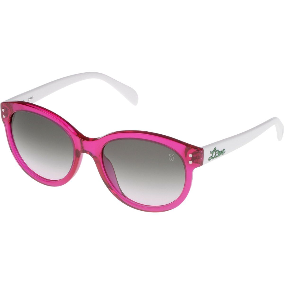 Rosa Acetat Sonnenbrille mit weißen Bügeln