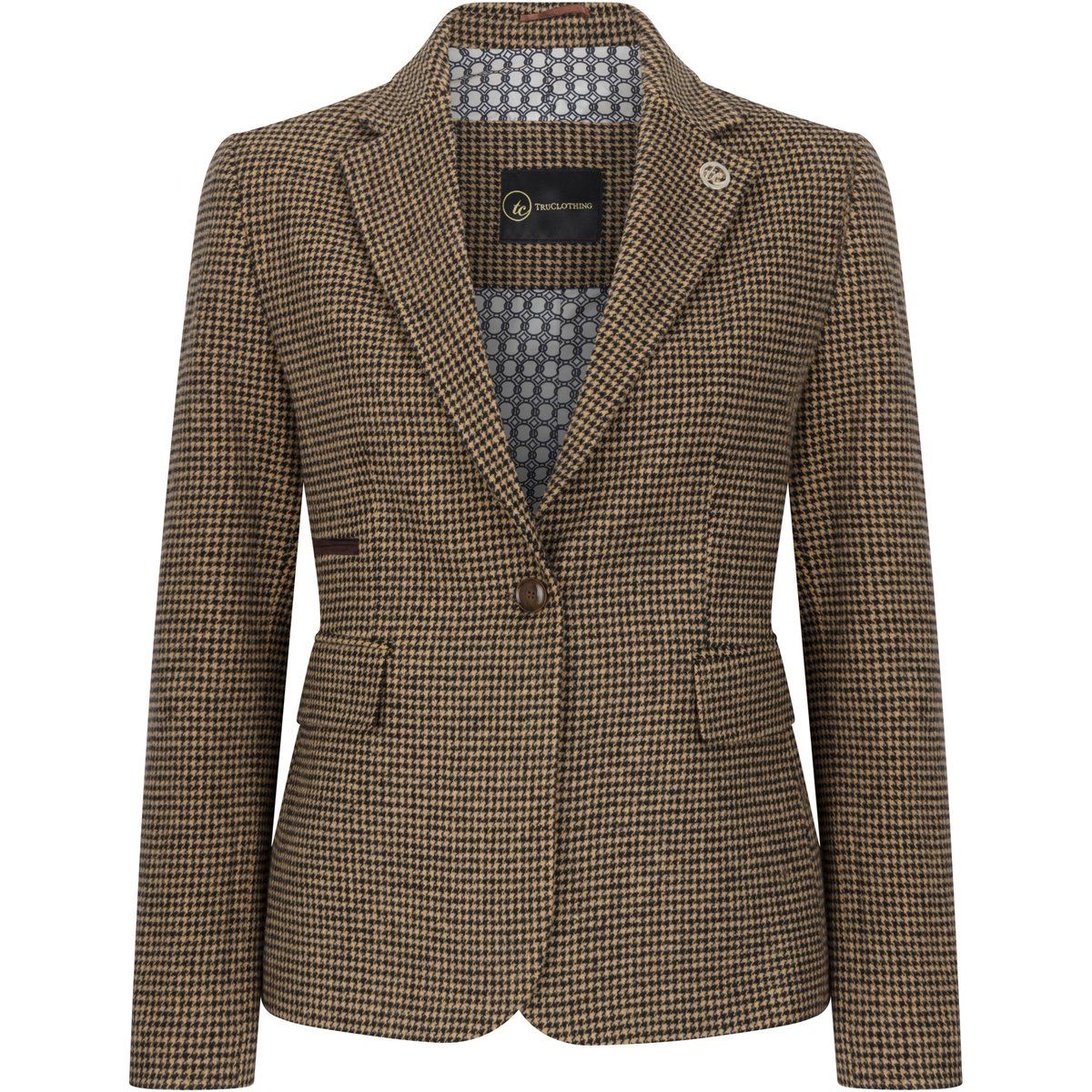 Taillierter Hahnentritt-Blazer aus Wollmischung