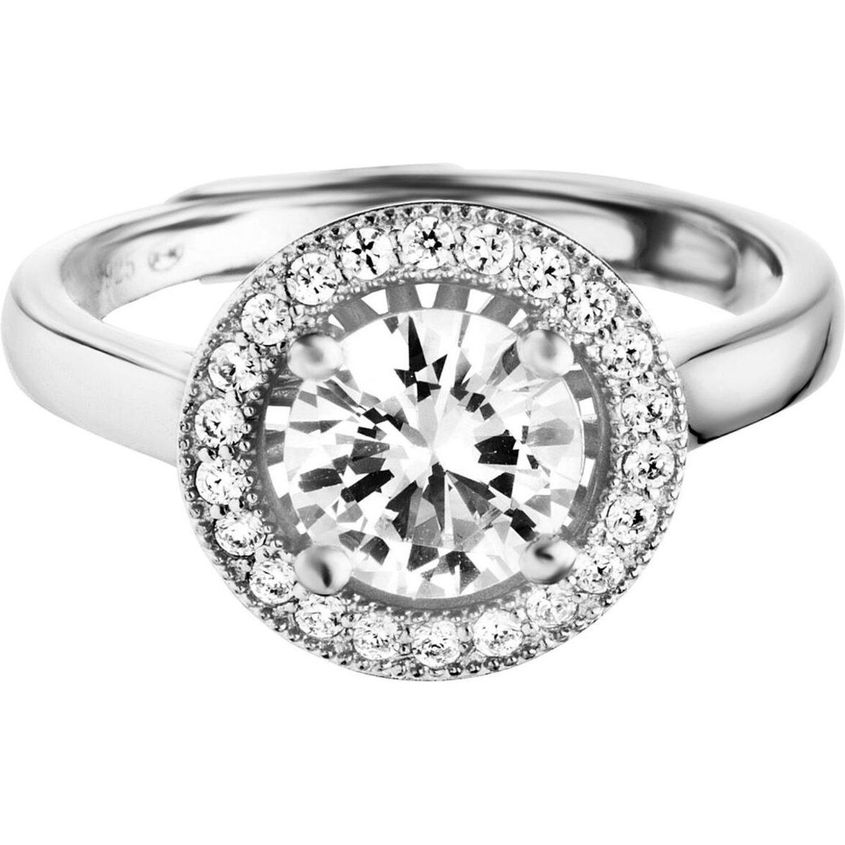 Eleganter Halo-Solitär-Ring