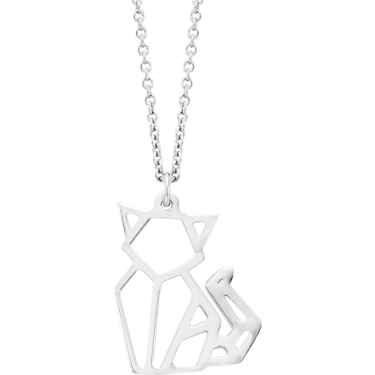 Halskette mit geometrischem Katzenanhänger
