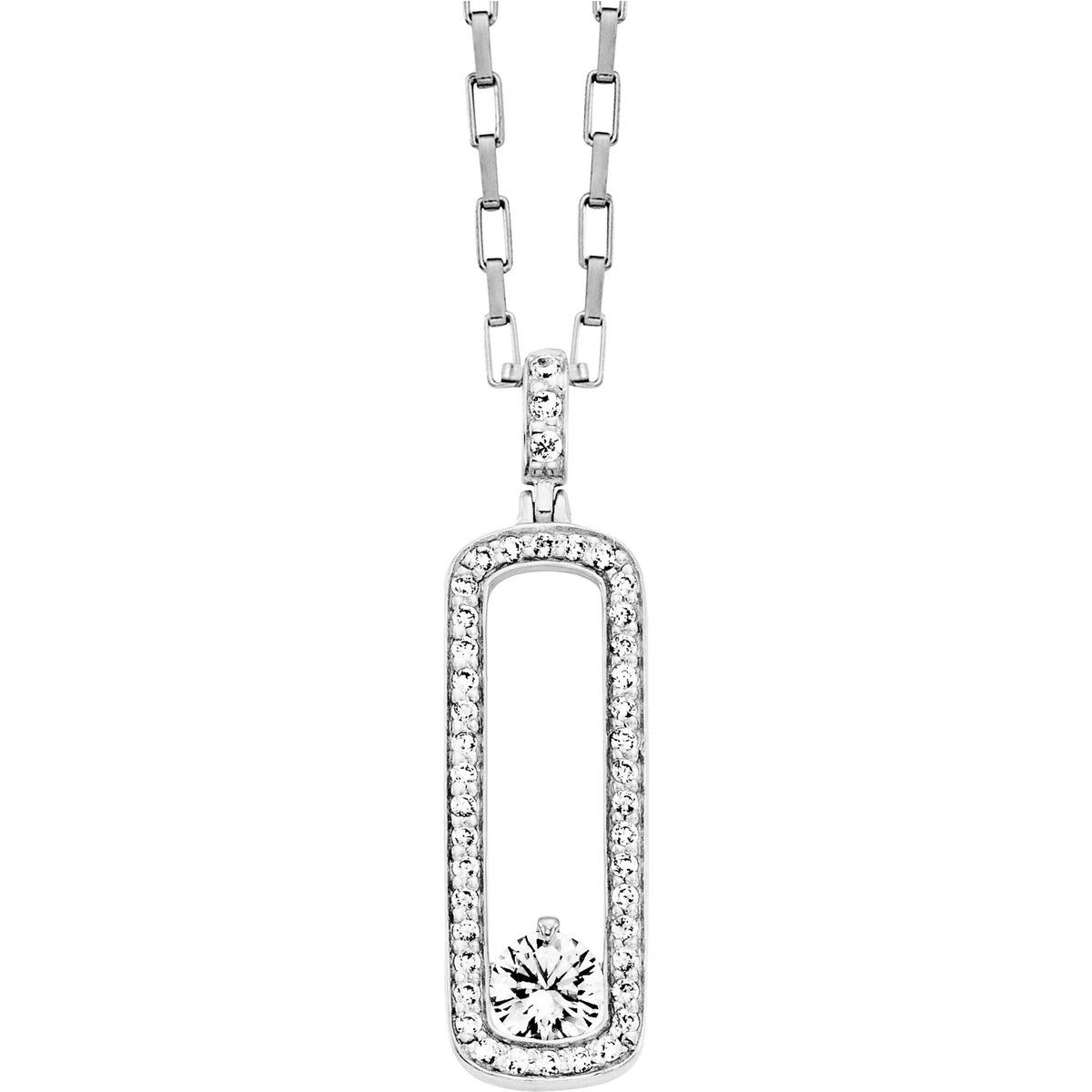 Rechteckiger Anhänger mit Kette und Zirkonia