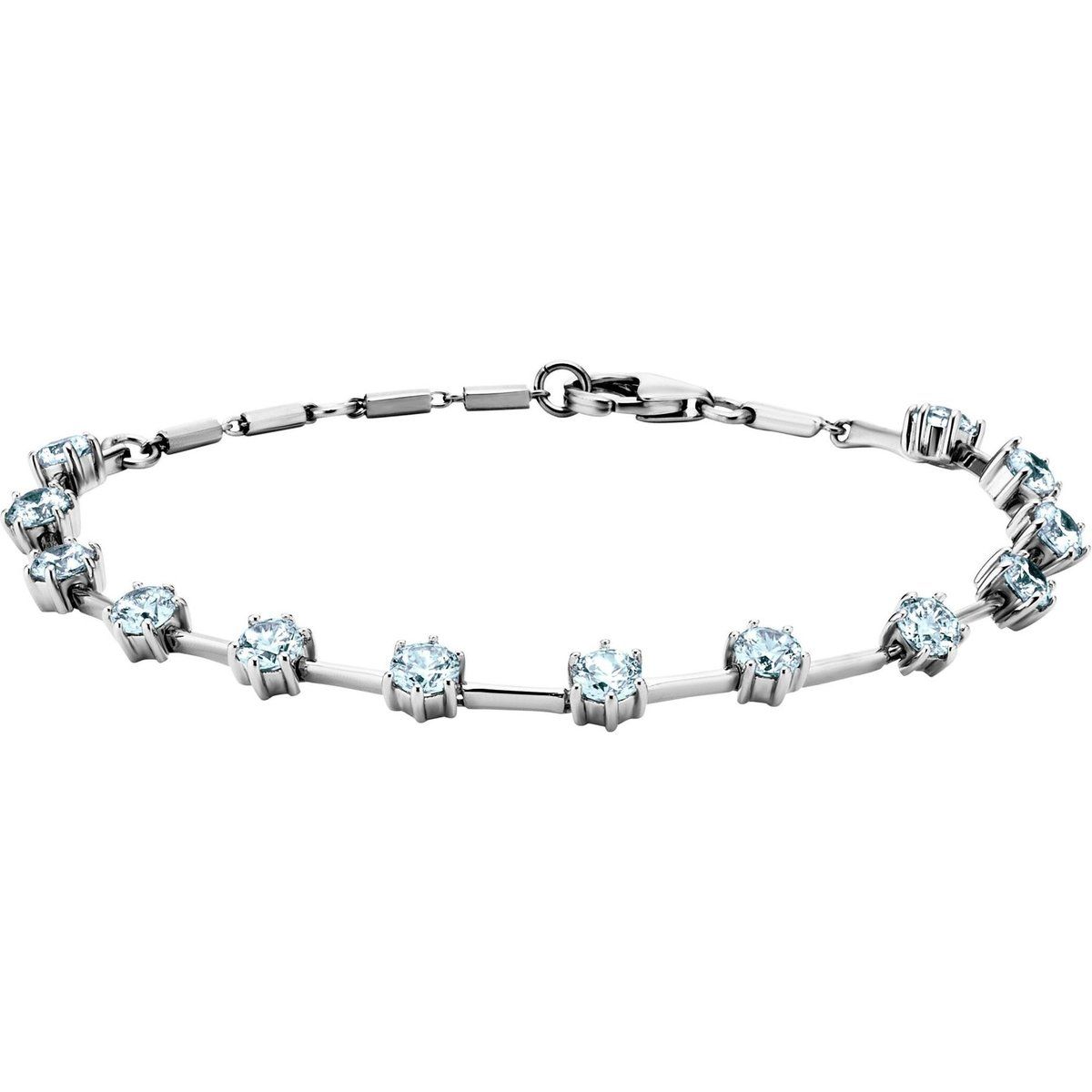 Zartes Silberarmband mit hellblauen Zirkonia
