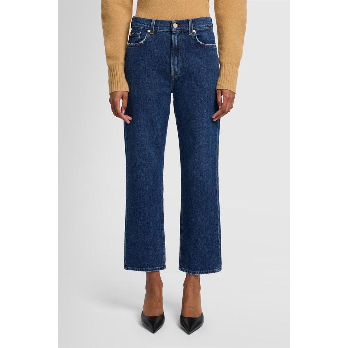 Cropped Jeans mit geradem Bein und hoher Taille