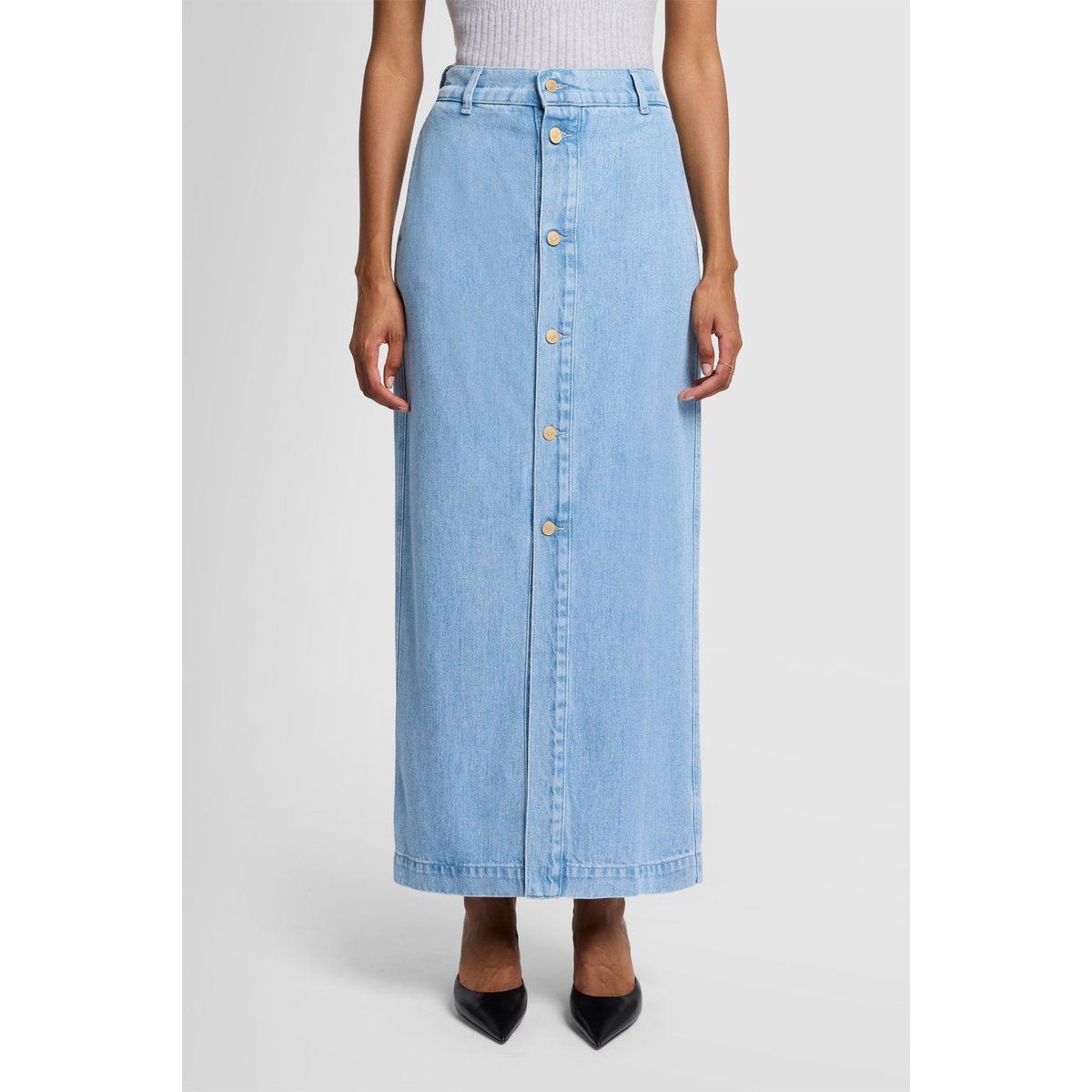 Maxi-Rock aus Denim mit Knopfleiste