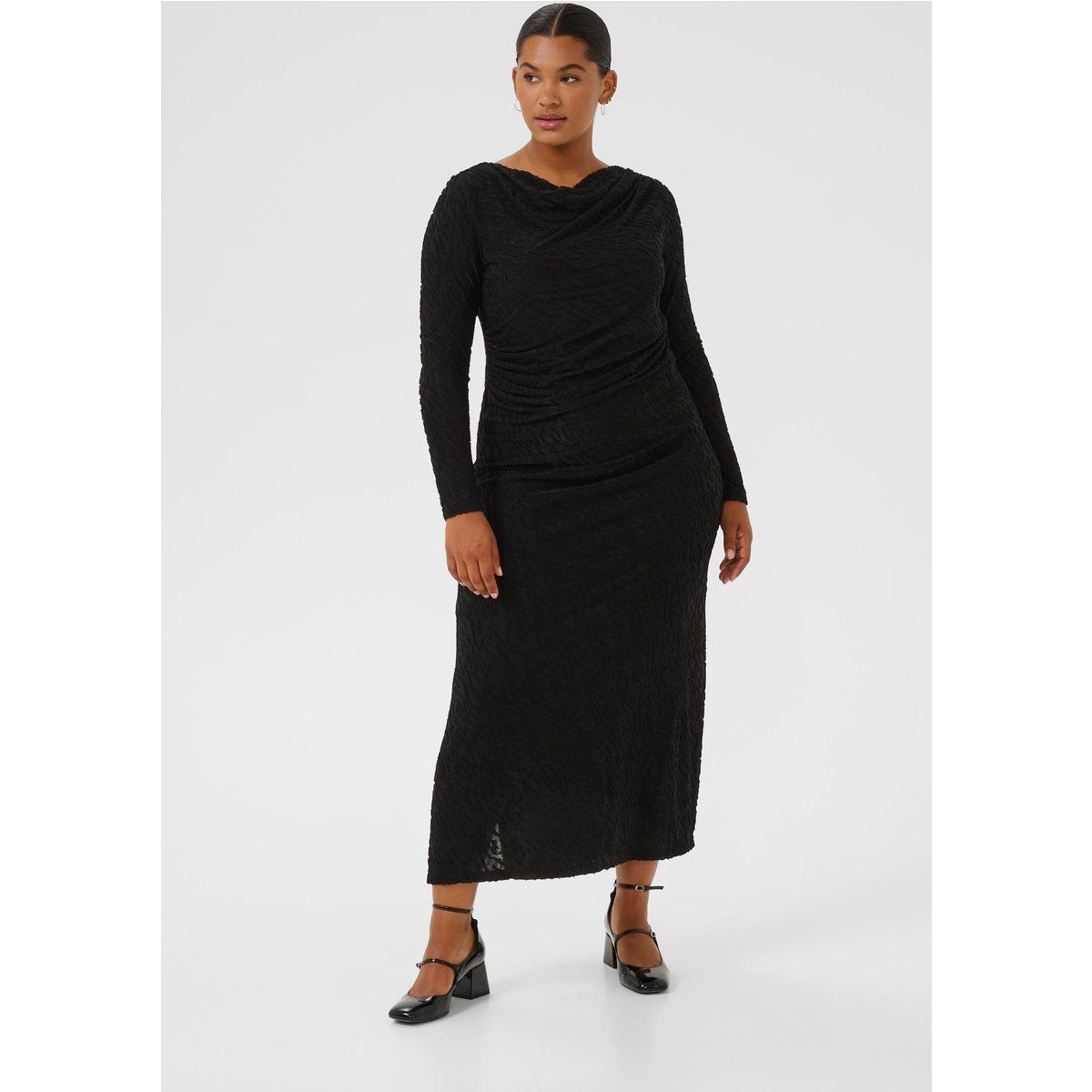 Elegantes Midikleid mit Wasserfallausschnitt