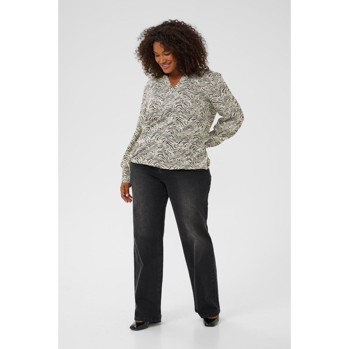 Damen Langarm Bluse mit Animal Print