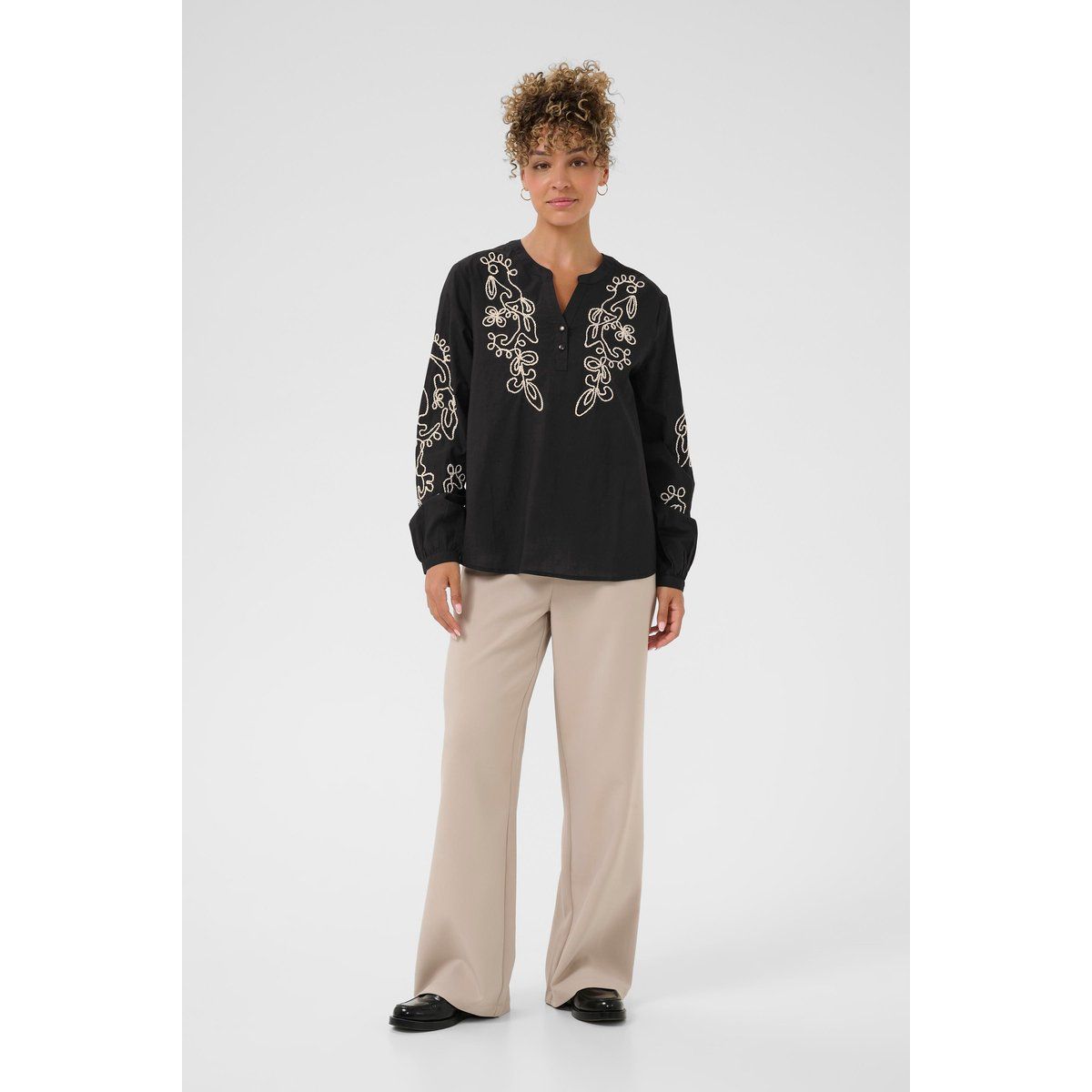 Langarm-Bluse CRVia Langarm-Bluse Regular fit black