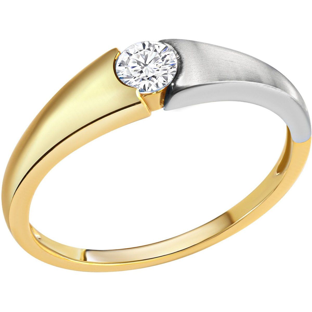 Zweifarbiger Goldring mit Solitär
