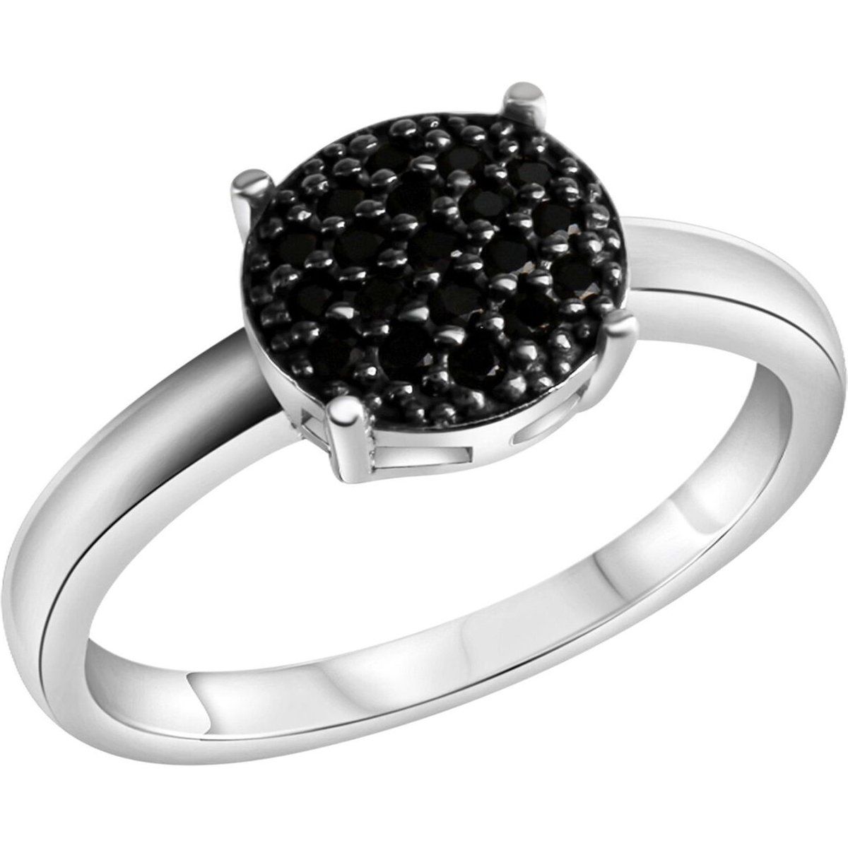Runder Pavé-Ring mit schwarzen Zirkonia