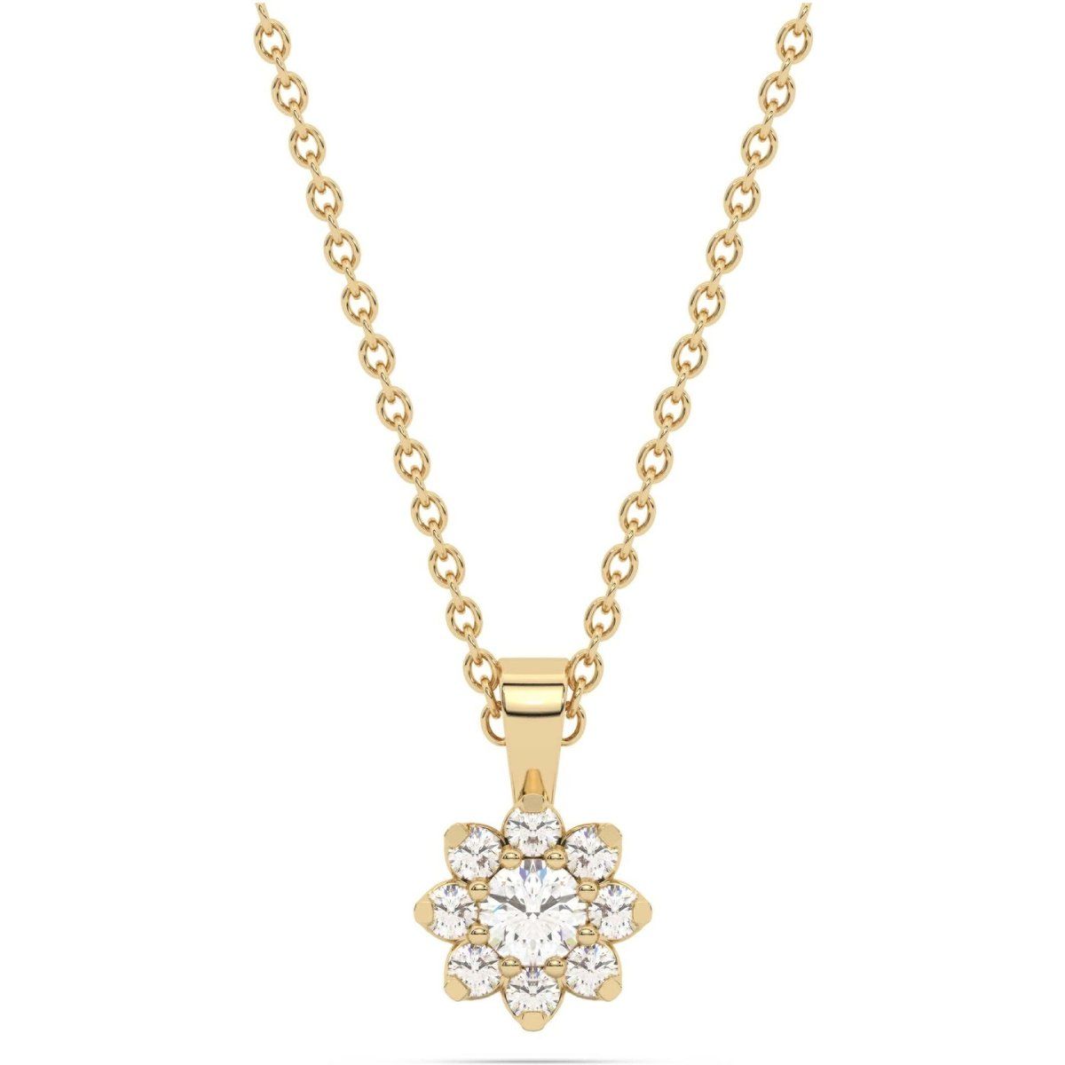 Diamant-Blumen-Anhänger an Goldkette