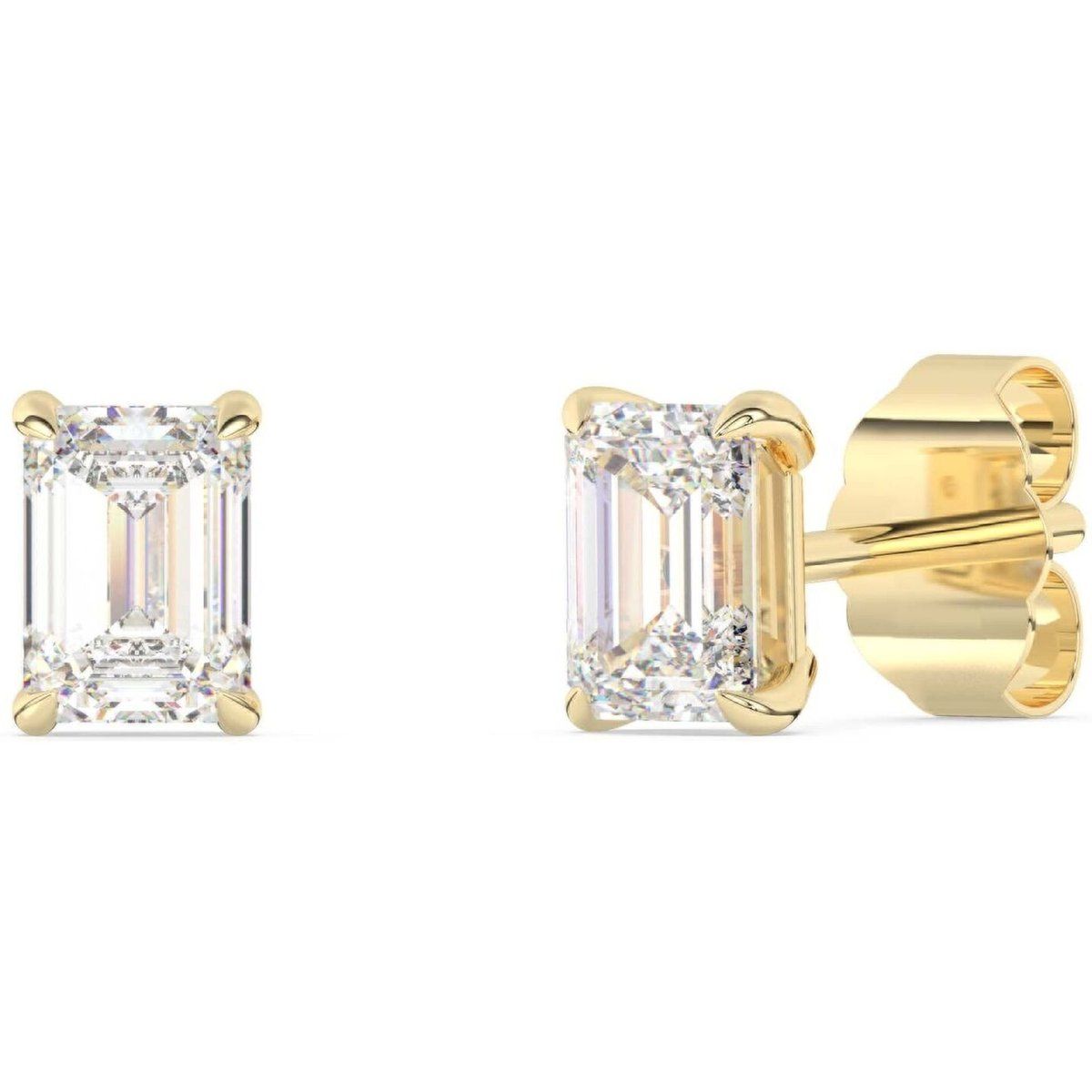 Smaragdschliff Diamant-Ohrstecker