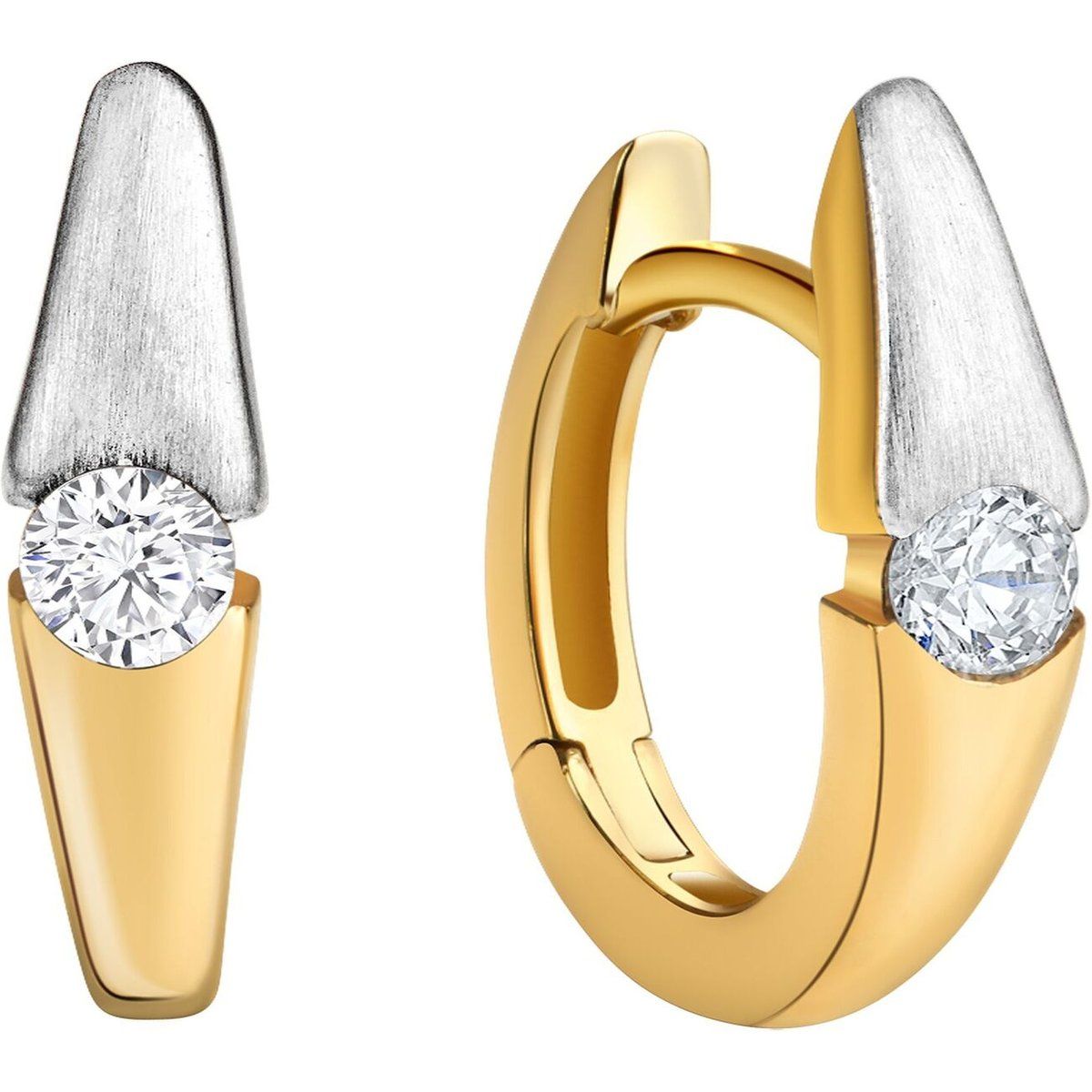 Zweifarbige Gold Zirkonia Creolen