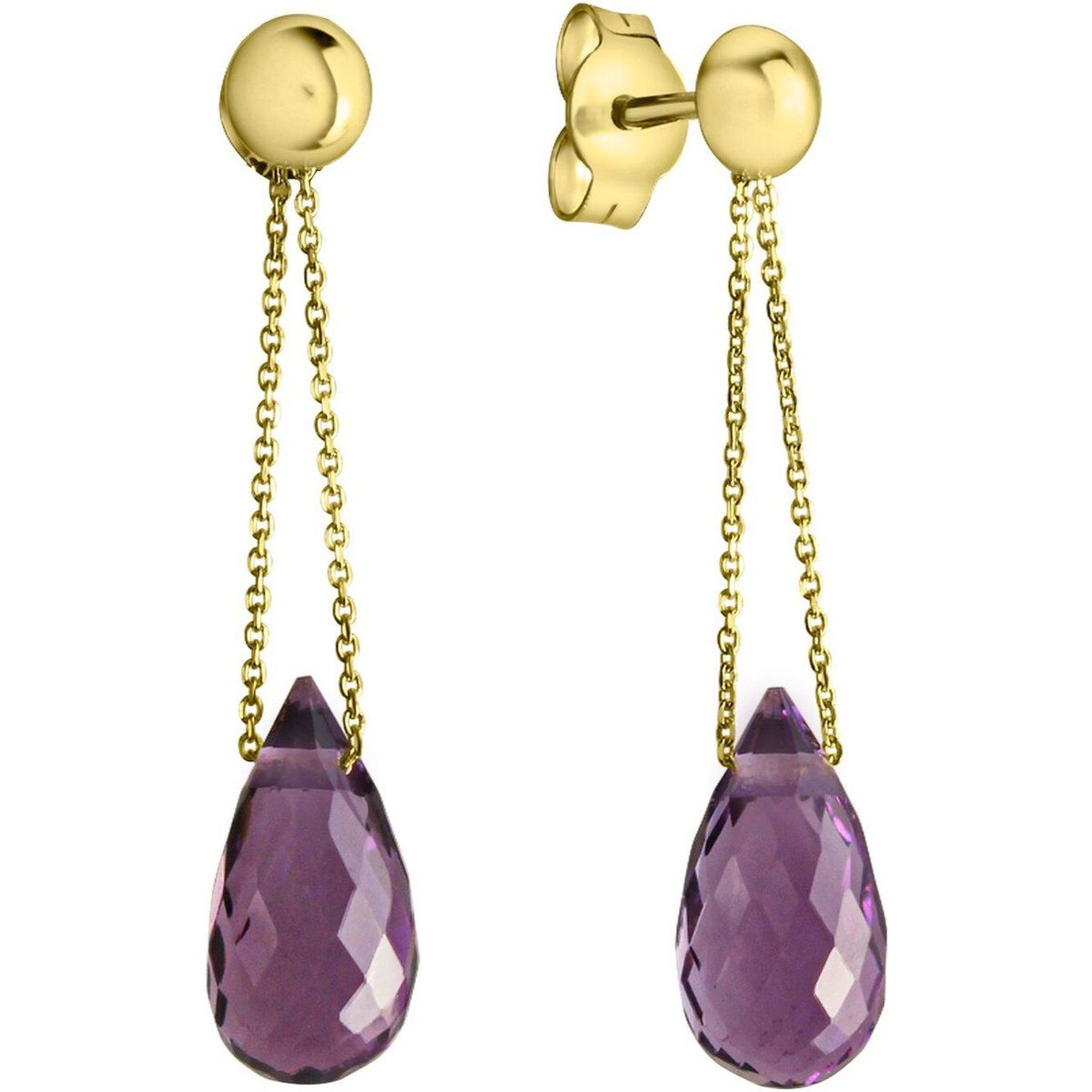 Goldohrringe mit Amethyst-Tropfen