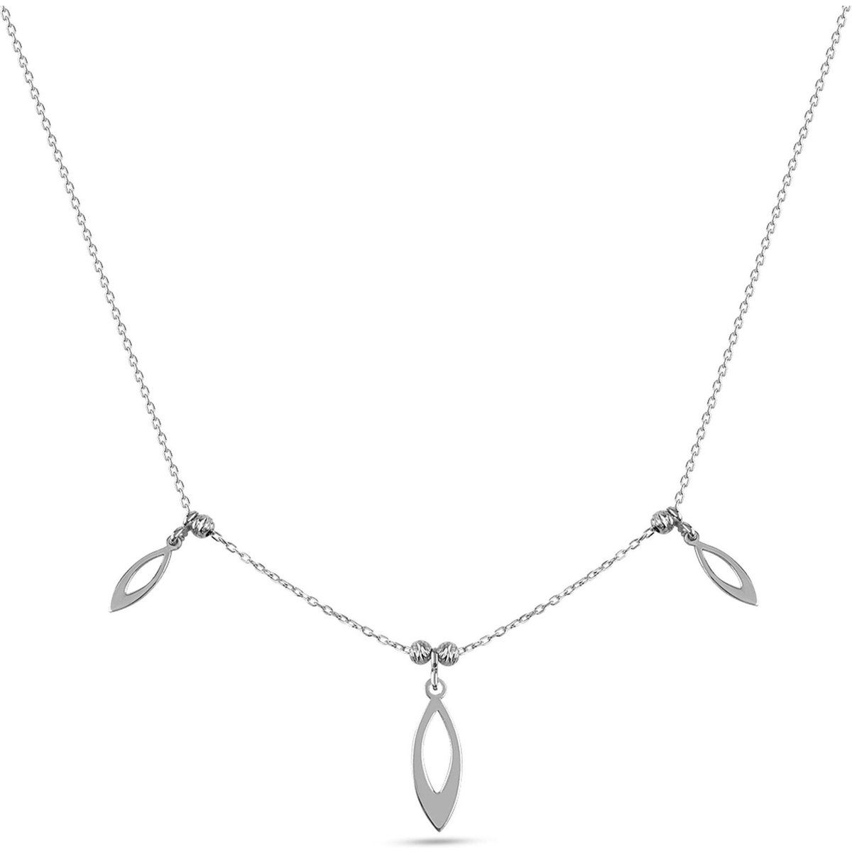 Silberkette mit geometrischen Navette-Anhängern