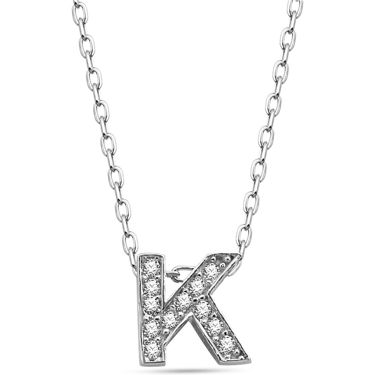 Elegante Silberne Halskette Buchstabe K