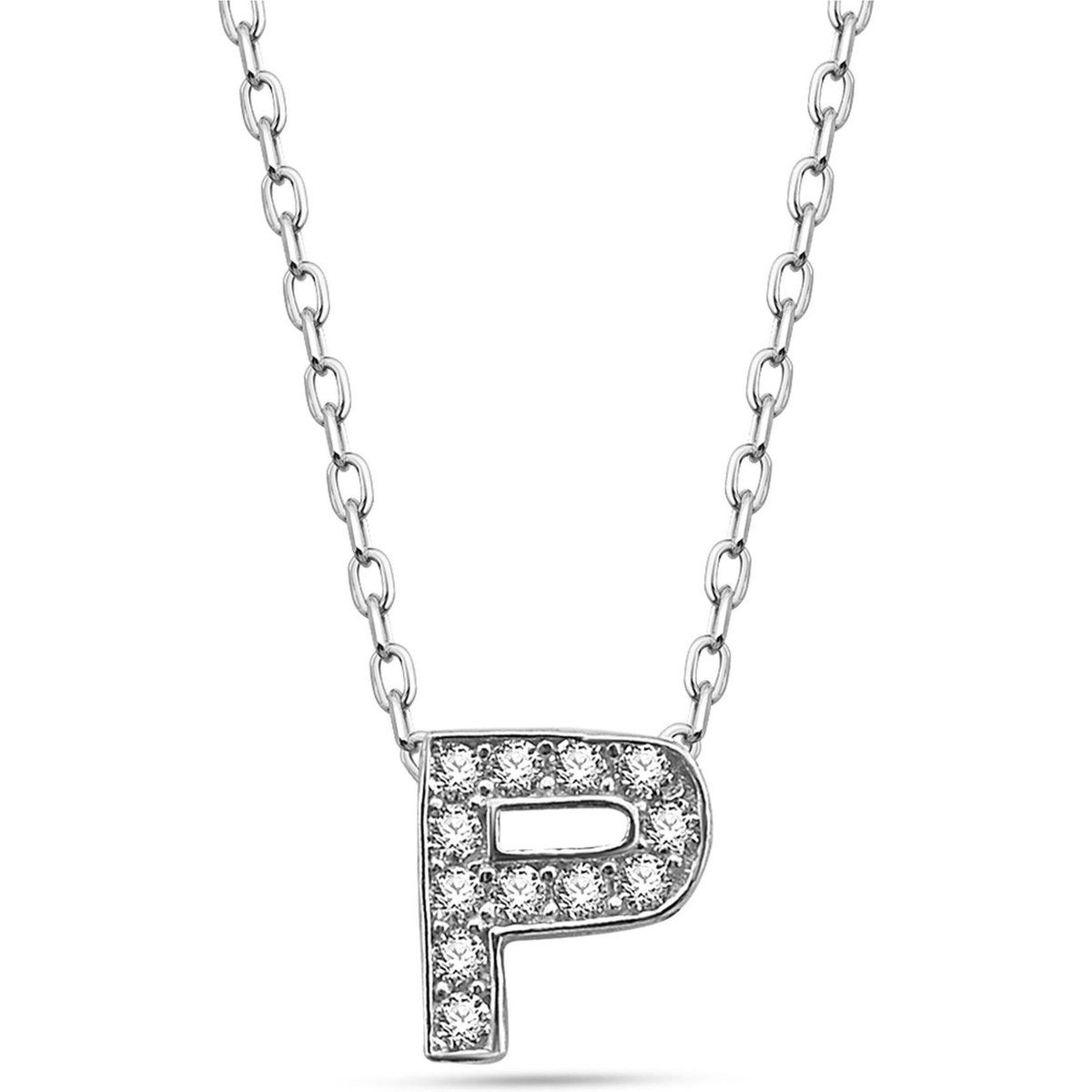 Halskette mit glitzerndem P-Anhänger