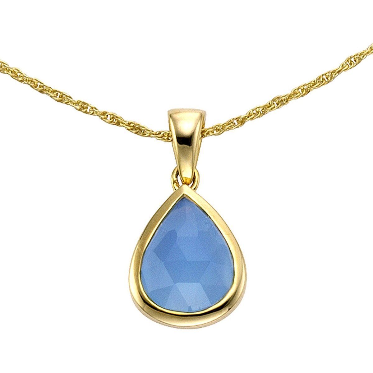 Blauer Chalcedon, Gold Vermeil Anhänger