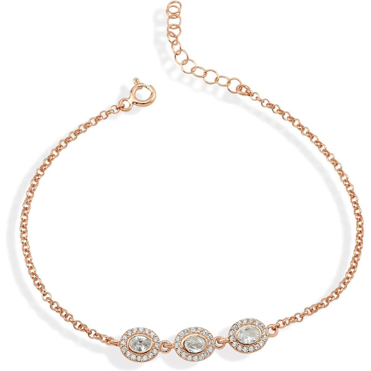 Roségoldenes Armband mit drei Halo-Anhängern